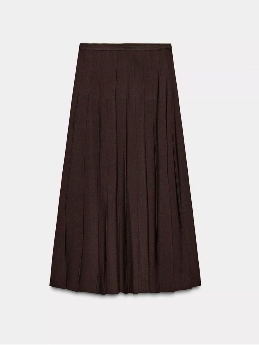 Zara Pleated Maxi Skirt in Dark Brown